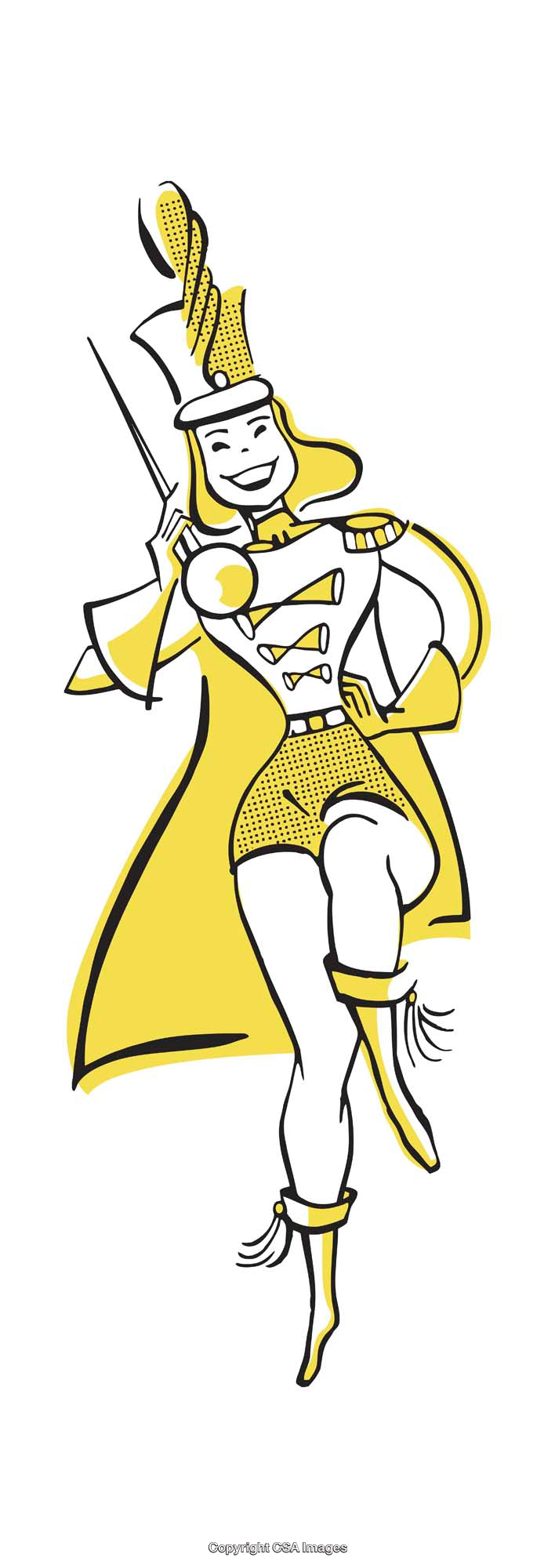 Energetic Illustration of a Cheerful Majorette in Dynamic Adorned Attire