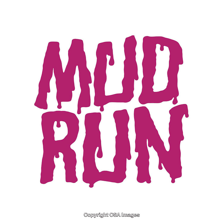 Creative Mud Run Typography in Vibrant Dripping Pink Letters on White Background