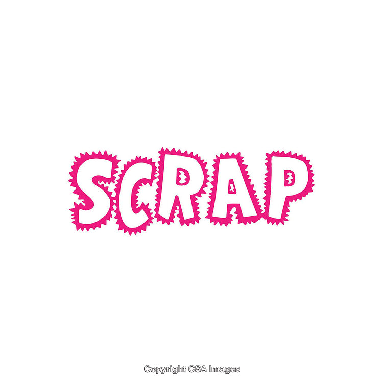 Bold Pink Text 'Scrap' with Fun Spiked Lettering Style on White