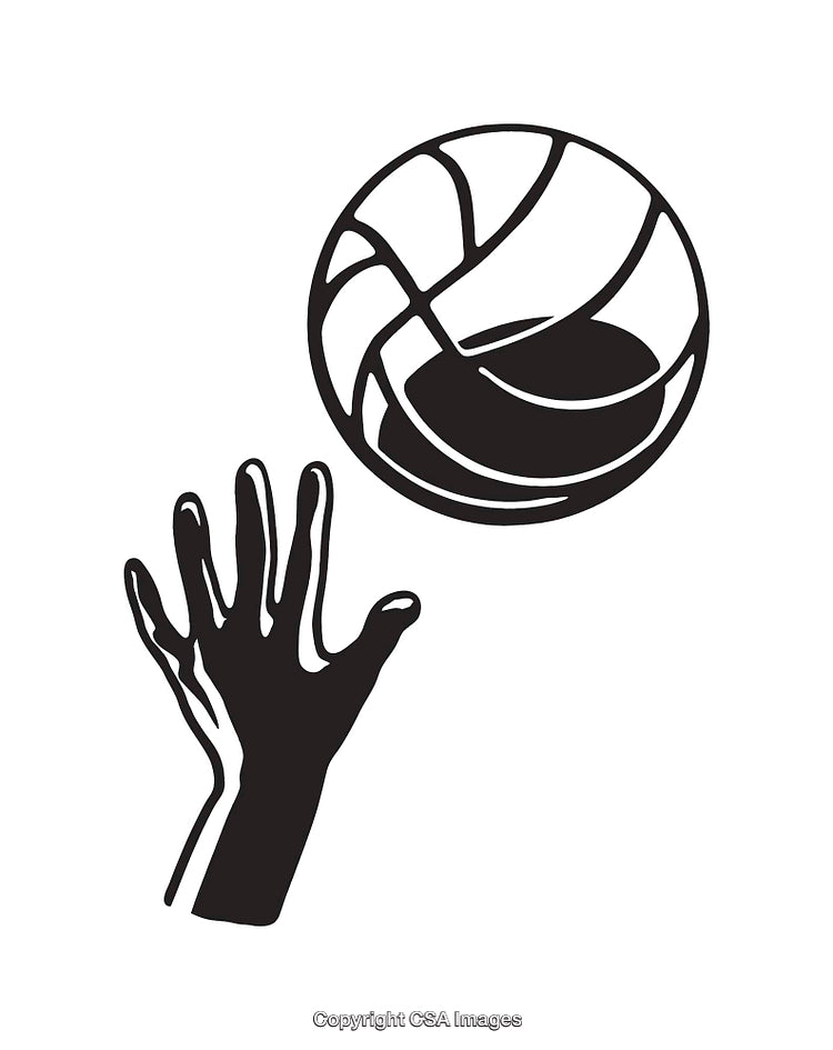 Minimalist Black and White Line Art of Hand Reaching for Ball