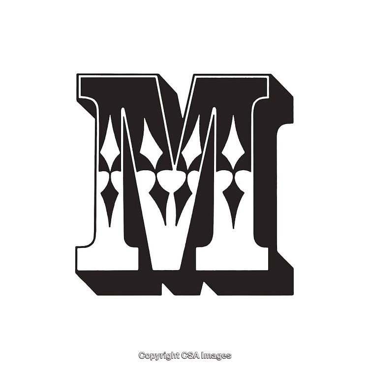 Decorative Typography Design Featuring an Ornate Letter M Illustration