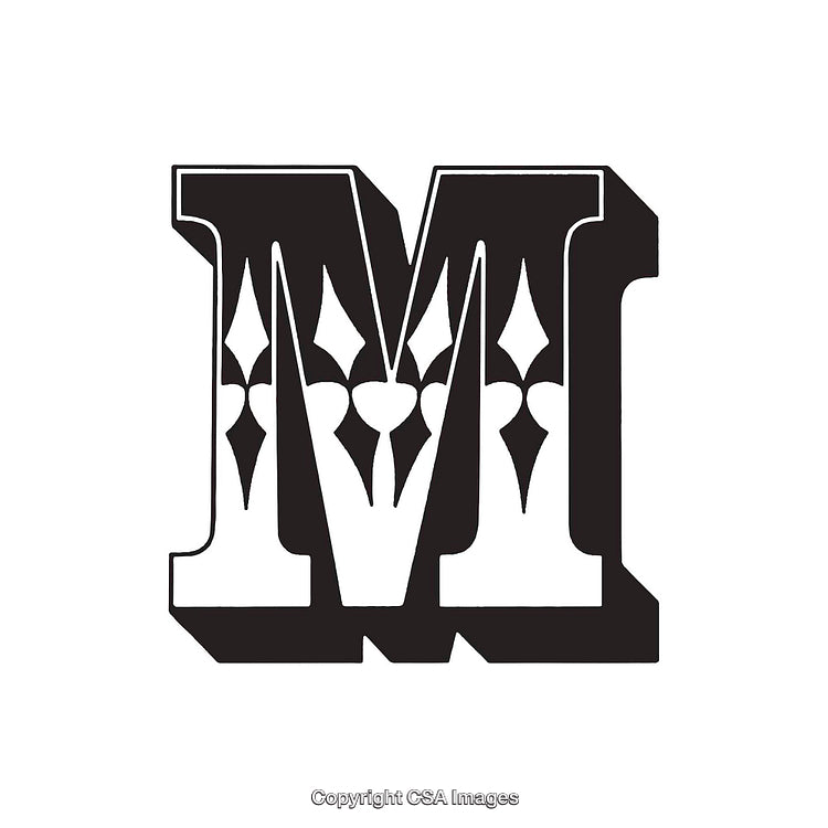 Decorative Typography Design Featuring an Ornate Letter M Illustration