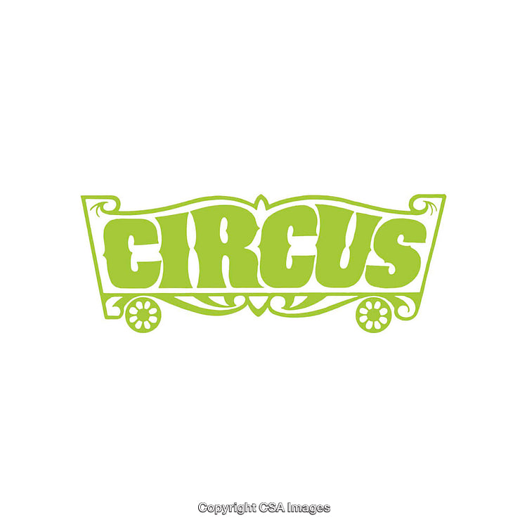 Green Text Design Featuring the Word Circus with Decorative Elements