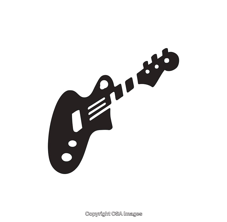 Silhouette of an Electric Guitar in Black and White Style