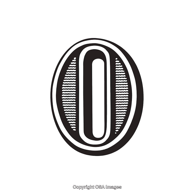 Stylized Black Letter O on White Background