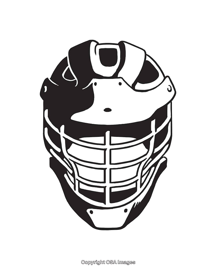 Black and White Illustration of a Sports Helmet Line Art
