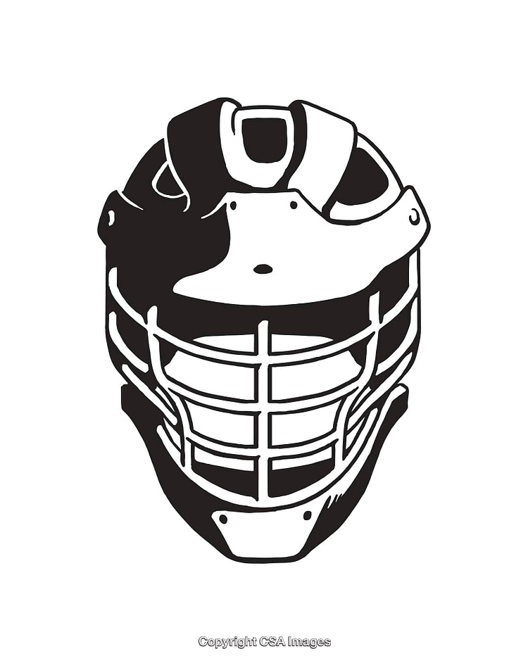 Black and White Illustration of a Sports Helmet Line Art