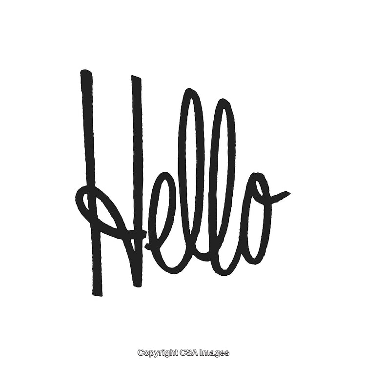 Black Handwritten Hello Word Art with Minimalistic Style