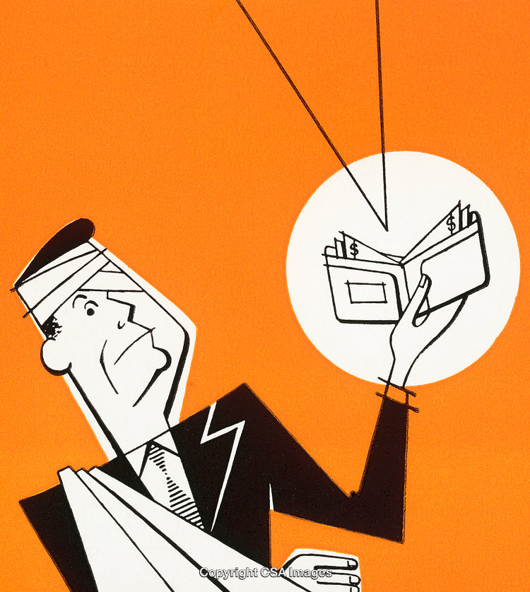 Retro Illustration of Financial Budgeting and Personal Expense Analysis Concept
