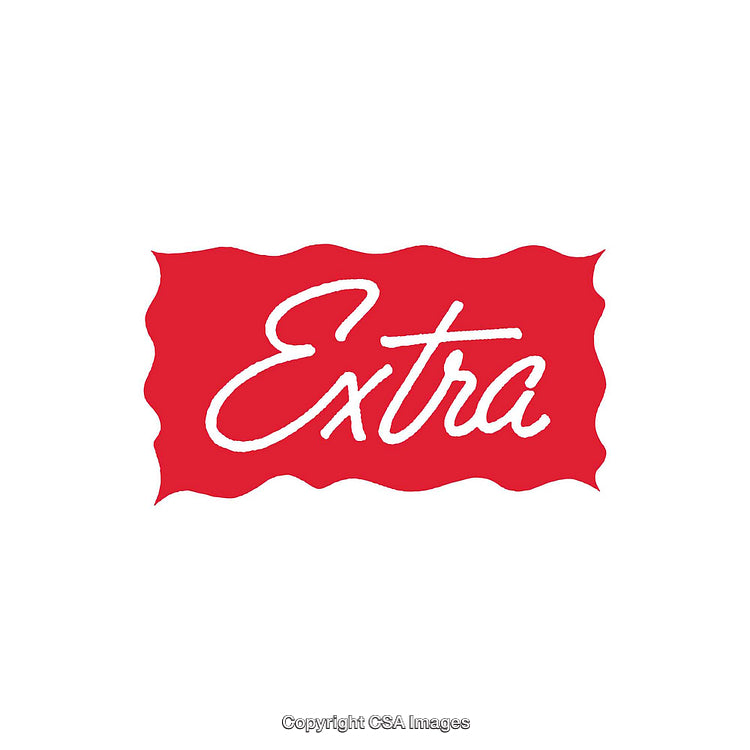 Red Handwritten Word 'Extra' With Decorative Border on White Background