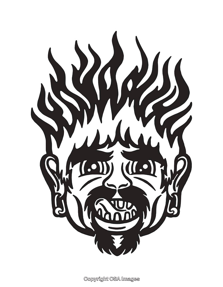 Illustration of a Fiery Character With Expressive Features and Unique Style
