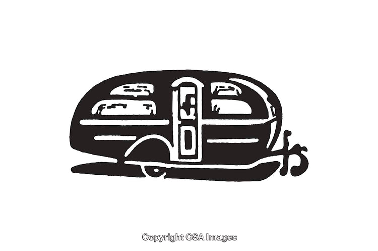 Retro-Inspired Line Art Illustration of a Vintage Trailer Camper
