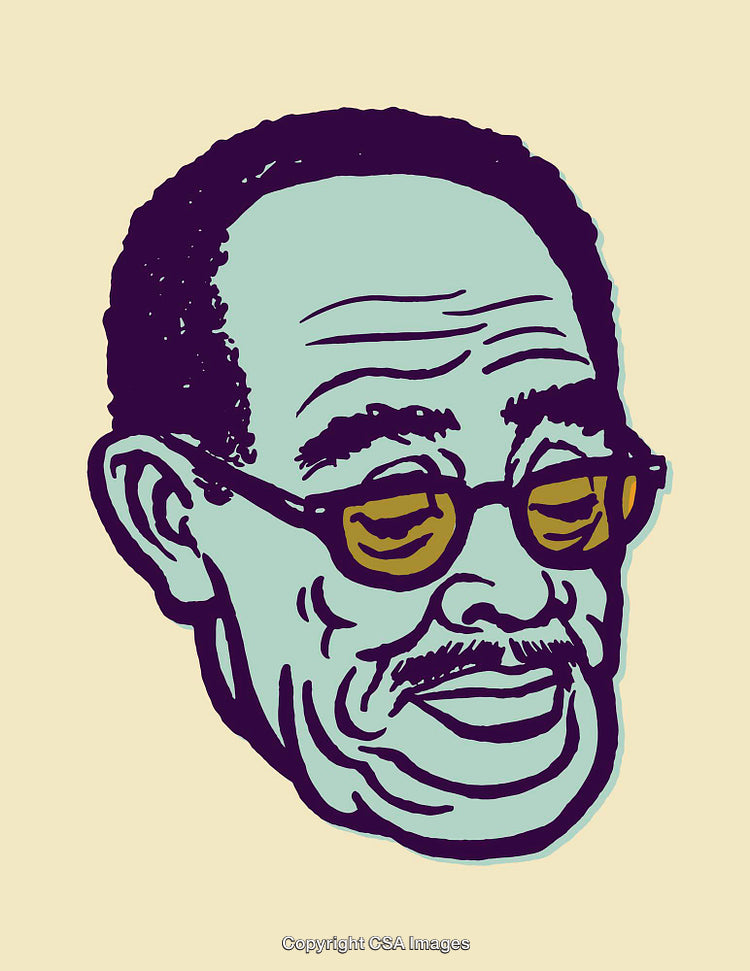 Stylized Line Art Portrait of a Smiling Man in Sunglasses
