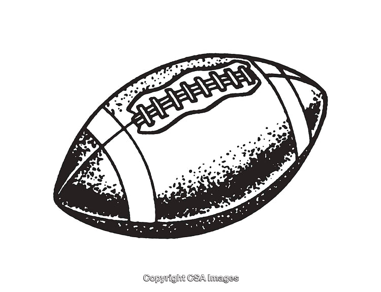 Black And White Line Art Drawing of an American Football