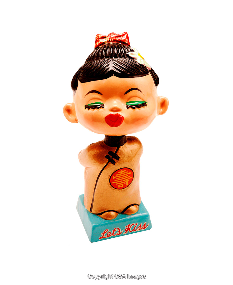 Vintage Style Plastic Toy With "Let's Kiss" Text on Base