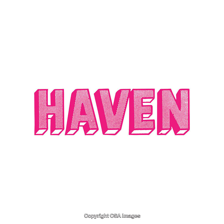 Bold Pink Text Featuring the Word Haven on a White Background