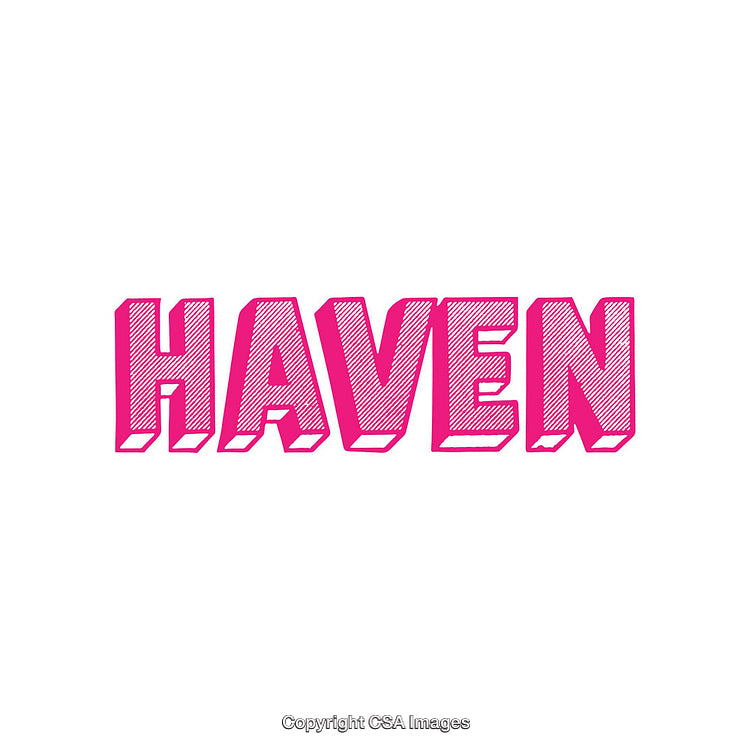 Bold Pink Text Featuring the Word Haven on a White Background