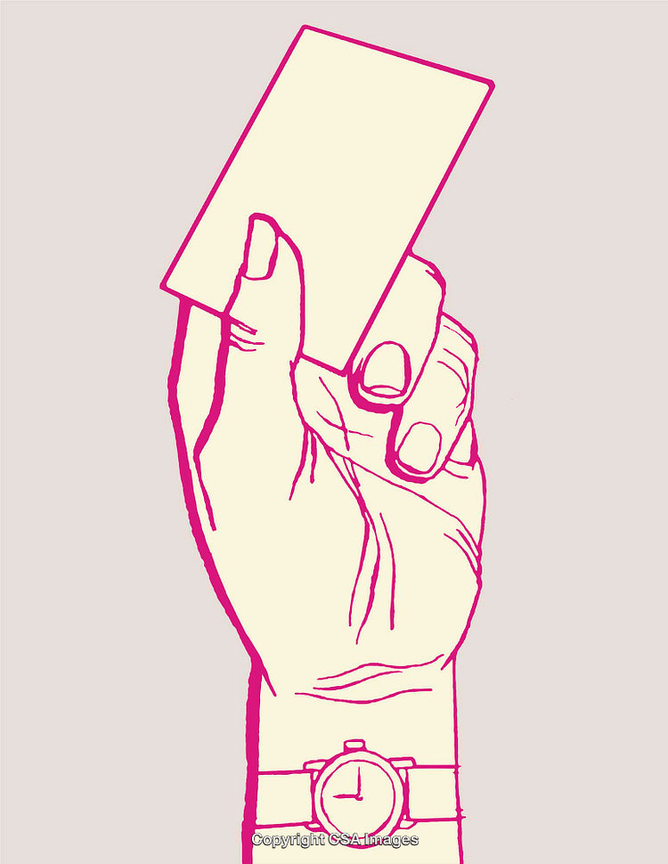 Minimalistic Illustration of a Hand Holding a Card in Line Art Style