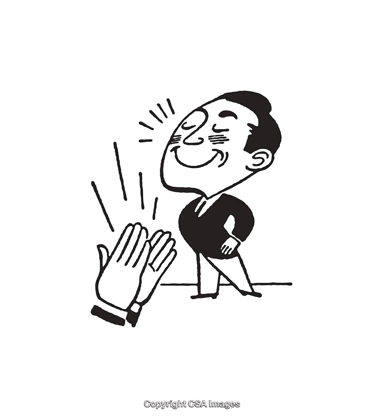 Black and White Line Art of Applause for a Happy Gentleman