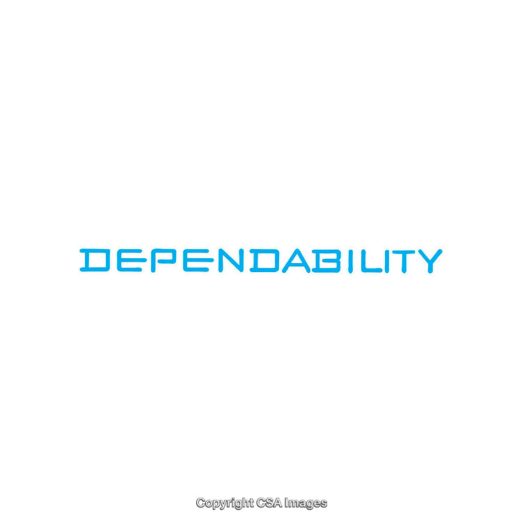 Dependability Concept in Modern Blue Text on White Background