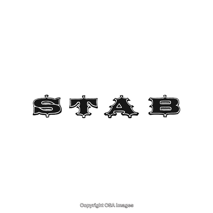 Black Stylized Letters On White Background Forming the Word 'Stab'