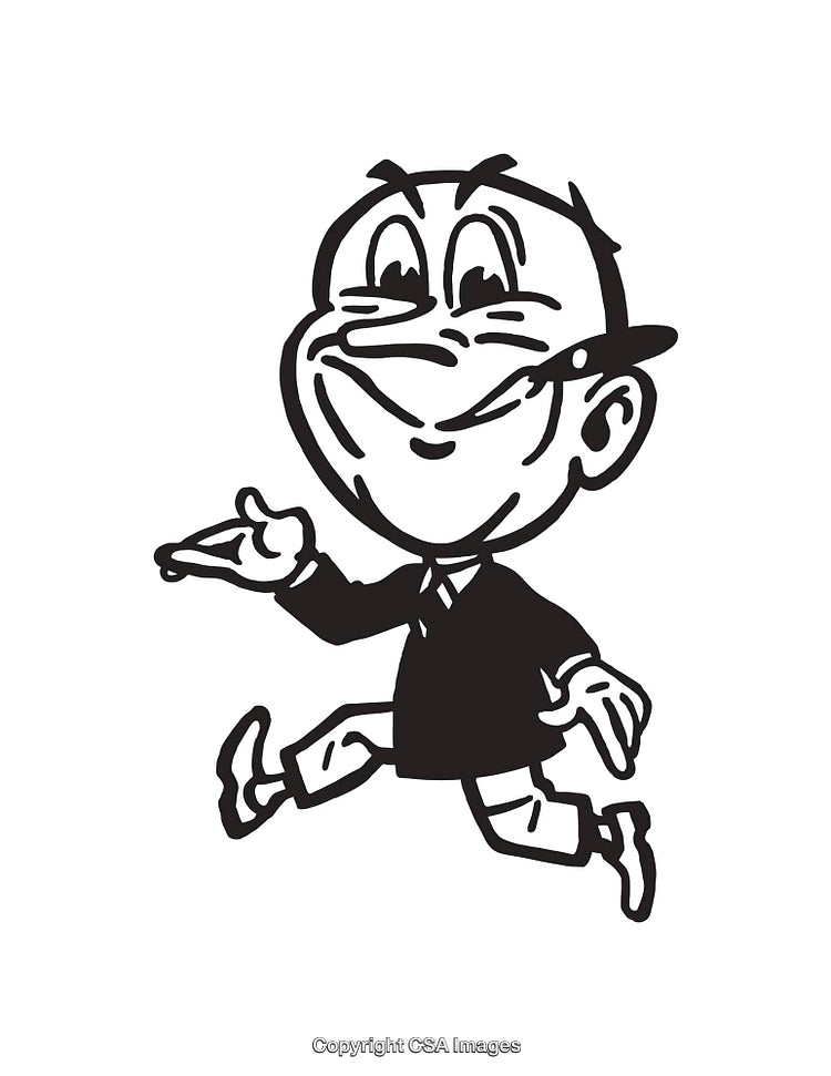 Black And White Illustration of a Character in Dynamic Motion