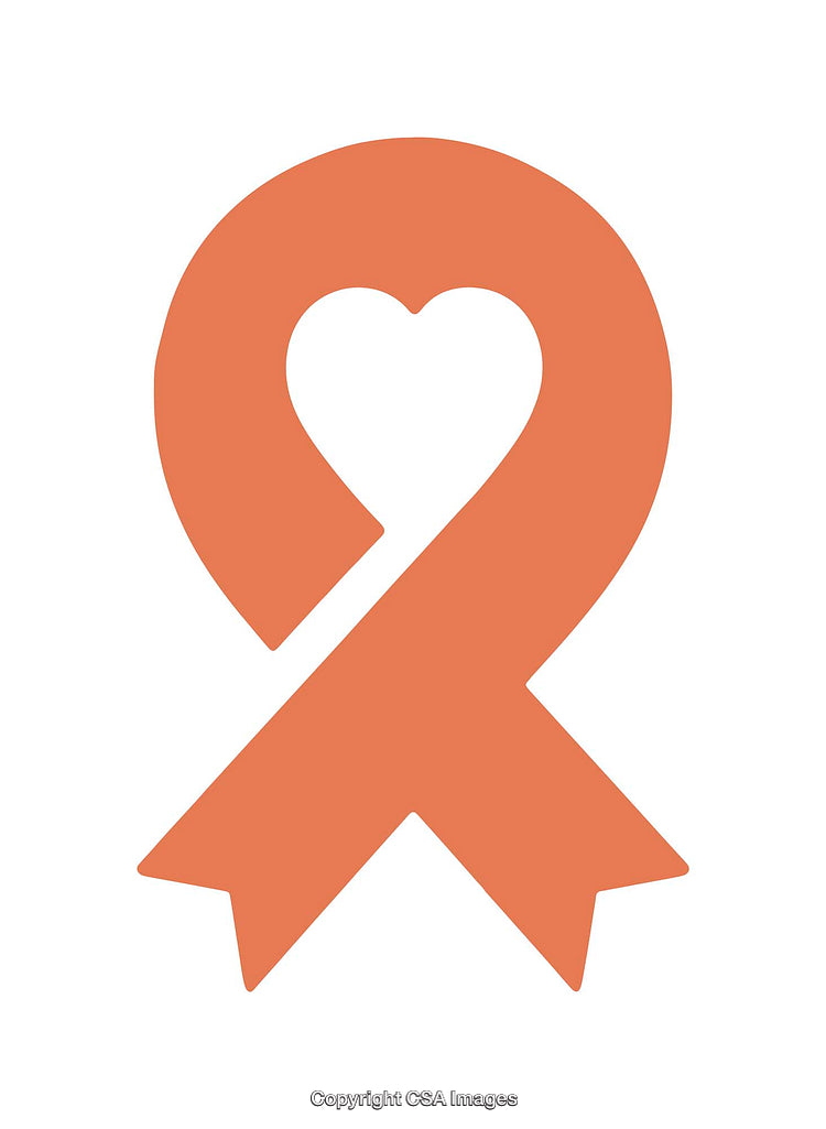 Orange Awareness Ribbon Icon with Heart Cutout Symbolizing Support and Care