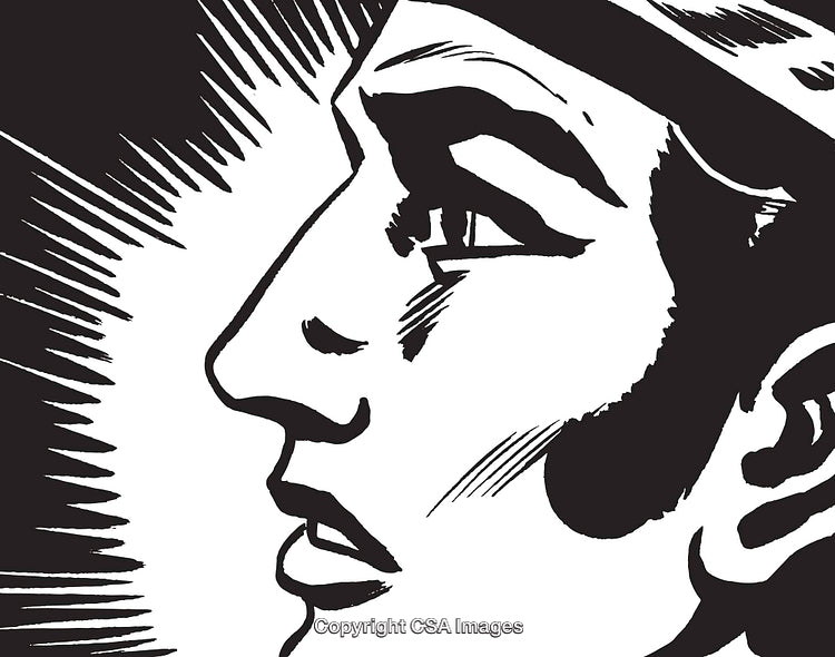 Monochromatic Illustration of Profile with Expressive Features in High Contrast