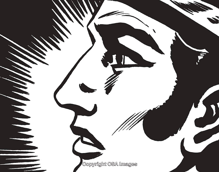 Monochromatic Illustration of Profile with Expressive Features in High Contrast