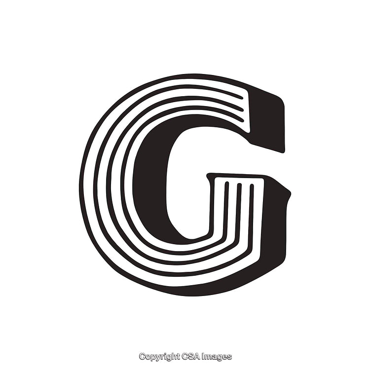 Stylized Letter G with a Distinct Geometric Design in Black