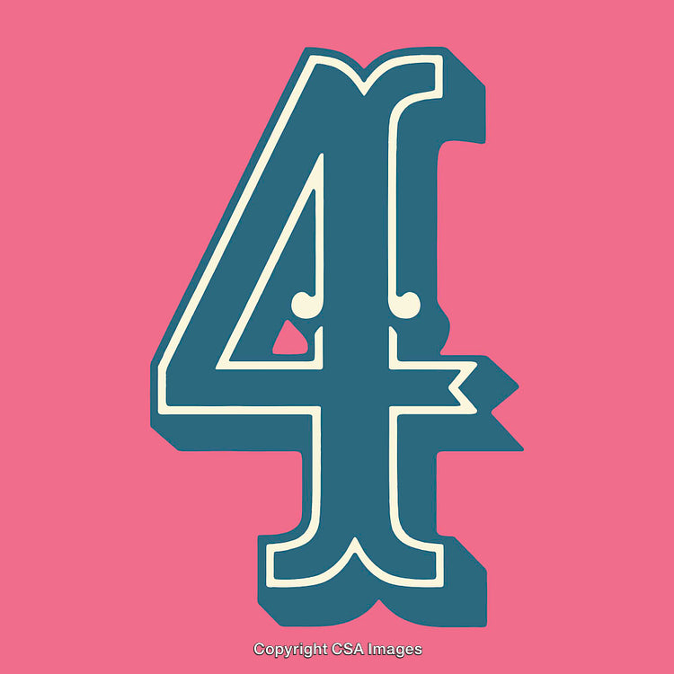 Stylized Number Four in Bold Design on Colorful Background