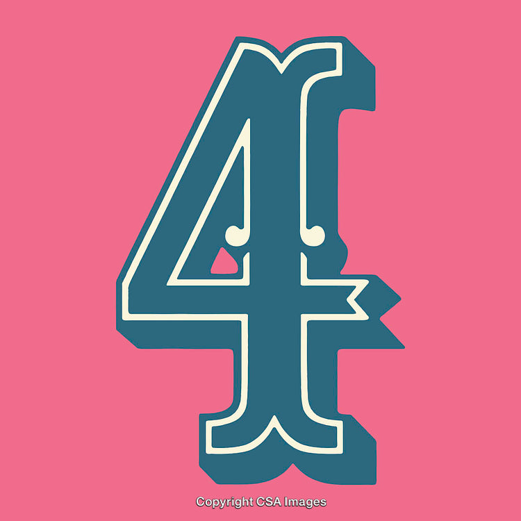 Stylized Number Four in Bold Design on Colorful Background