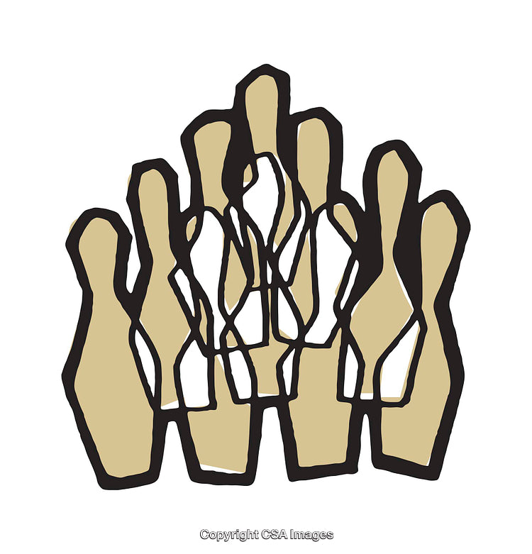 Stylized Illustration of Grouped Abstract Figures in Earth Tones
