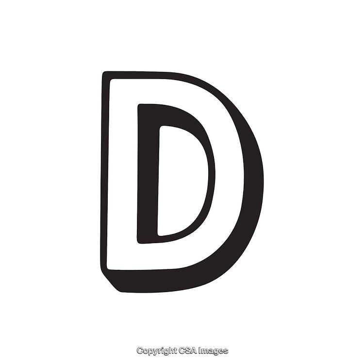 Bold Black And White Letter D Design Illustration
