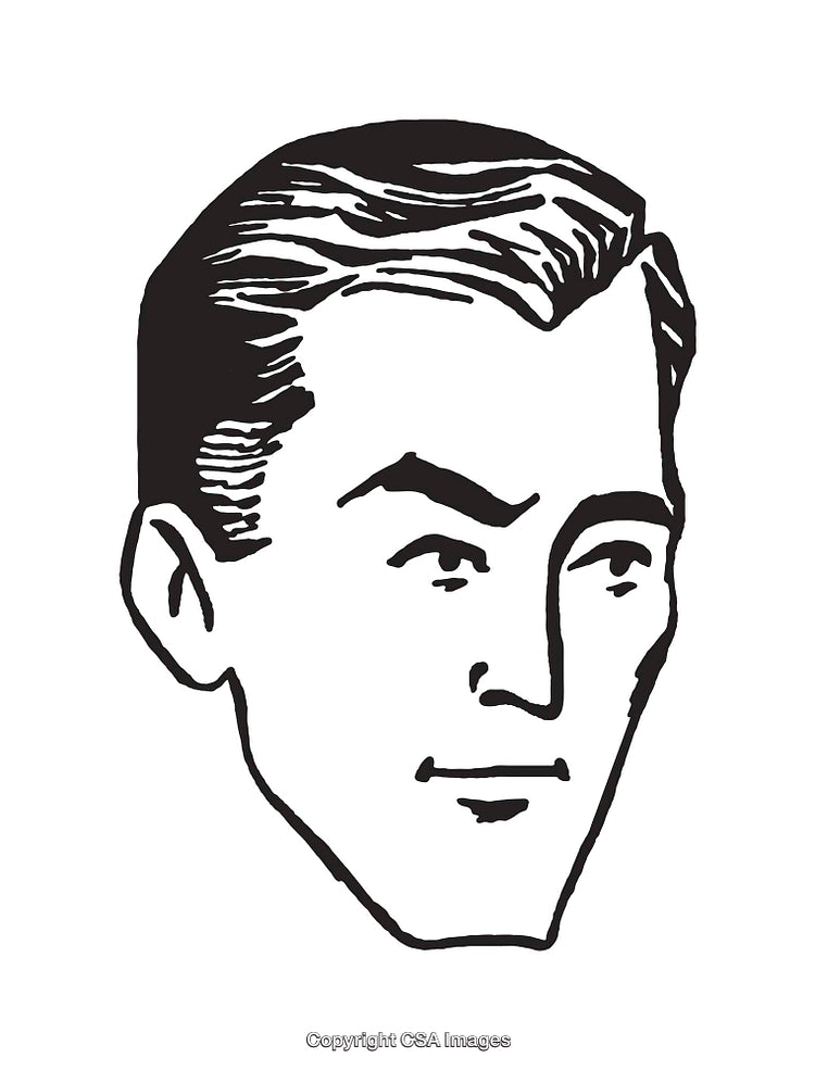 Black and White Vintage-Style Line Art Male Portrait Illustration
