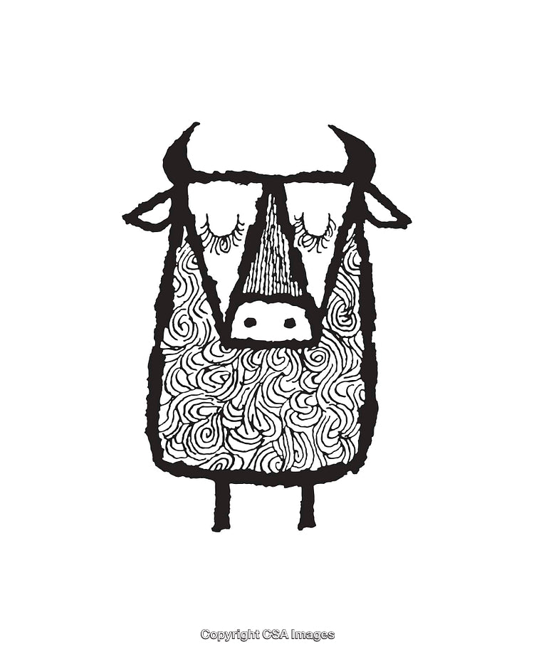 Artistic Line Art Illustration of a Bull With Intricate Patterns