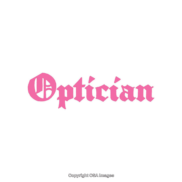 Pink Lettering Design Displaying the Word 'Optician' with Gothic Font Style
