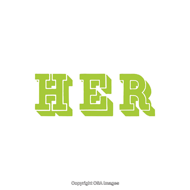 Bold Green HER Text on White Background with Unique Typography