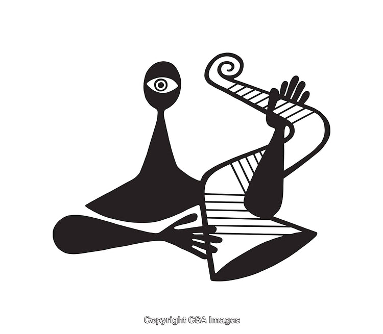 Abstract Black and White Line Art with Surreal Geometric Forms