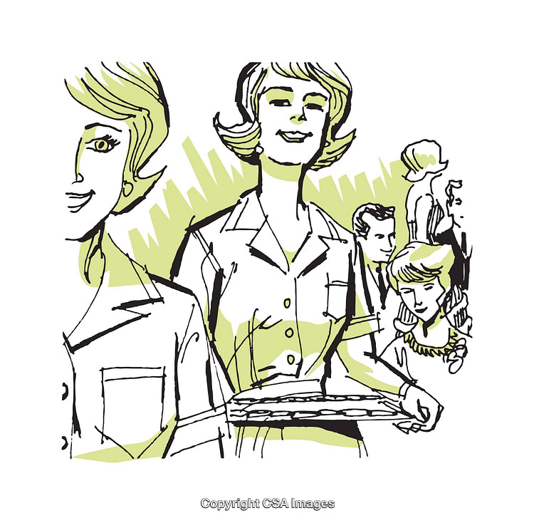 Retro Illustration of Individuals in Nostalgic Social Gathering Setting