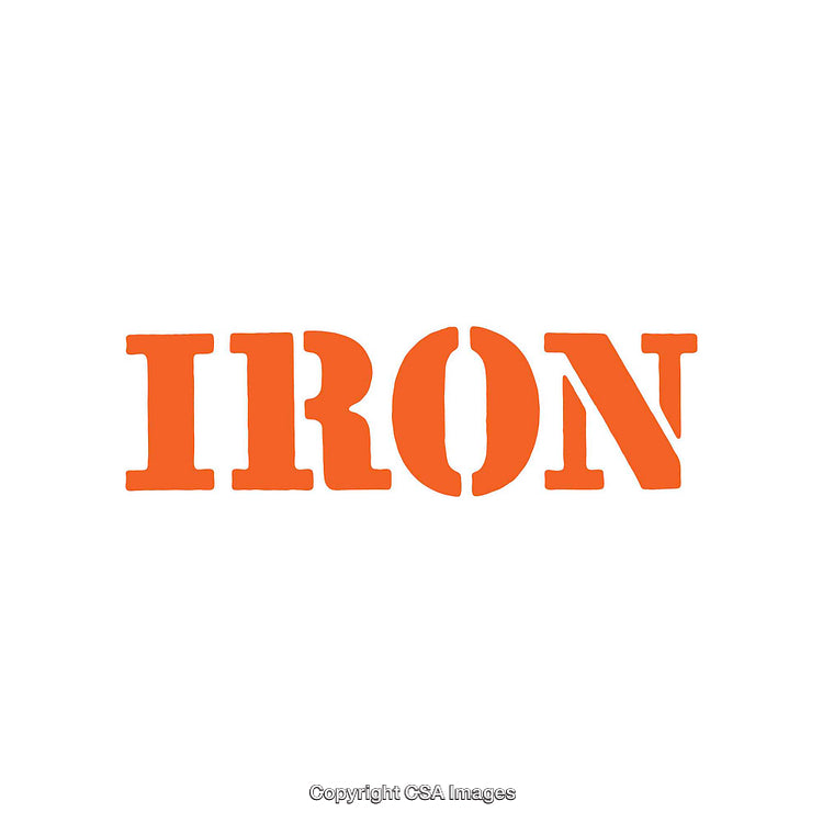 Bold Typography Display of the Word Iron in Orange on White