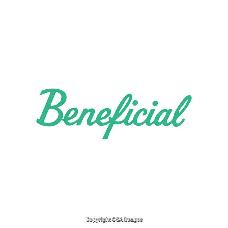 Green Script Text Displaying the Word 'Beneficial' on White Background