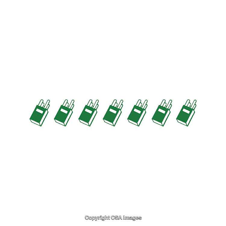 Minimalist Illustration of Six Green Devices Aligned in a Repeating Pattern