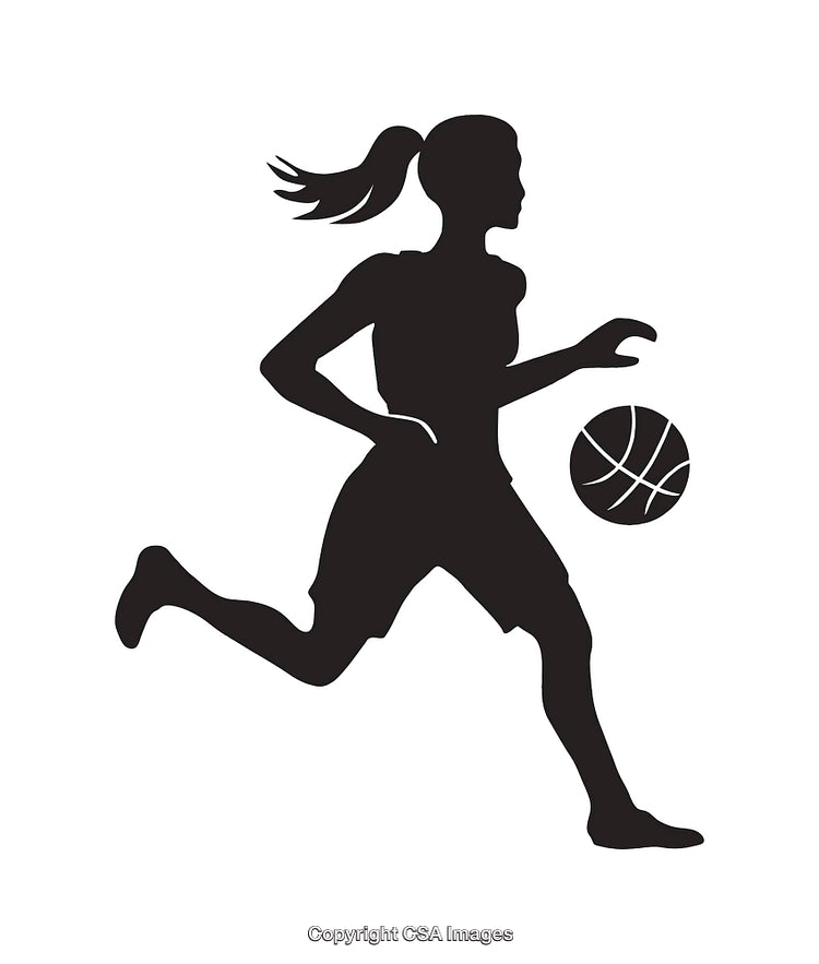 Silhouette of a Basketball Player Dribbling the Ball in Action Pose