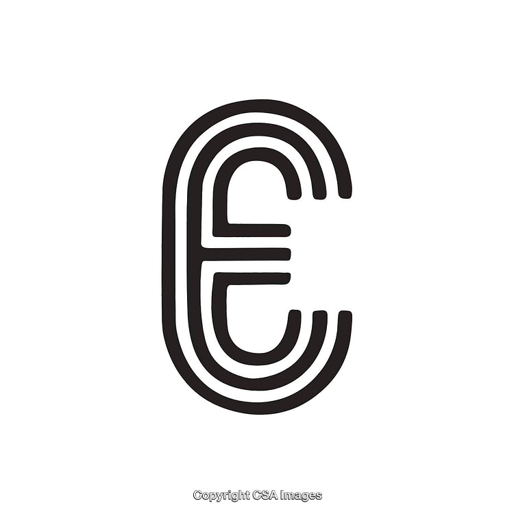 Stylized Black and White Representation of the Letter E