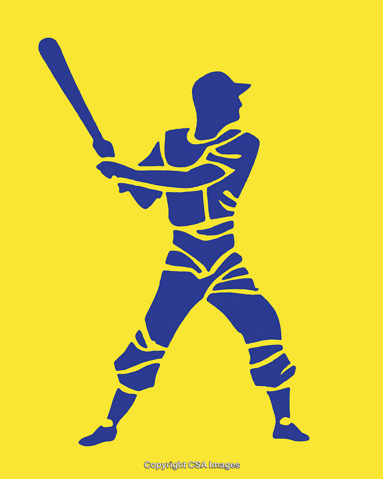 Yellow and Blue Silhouette of a Baseball Player Catching a Hit
