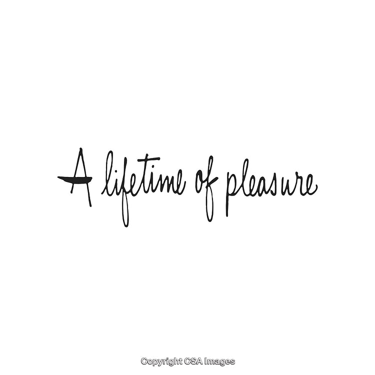 Handwritten Inspirational Quote 'A Lifetime Of Pleasure' on a White Background