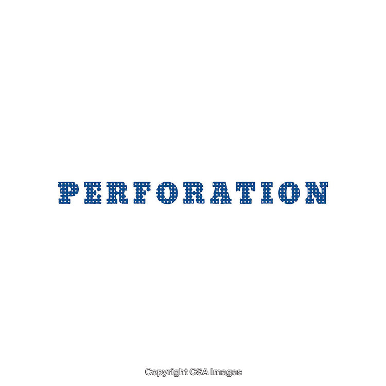 Word Perforation Illustrated on a Minimalistic Background in Blue Font