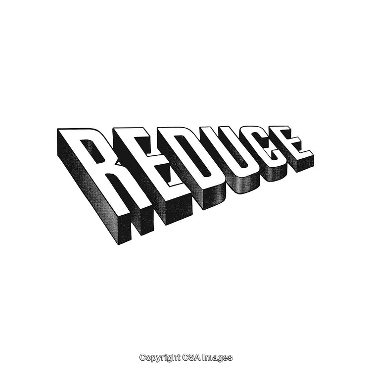 Bold 3D Black Text Design Emphasizing the Word 'Reduce' in Perspective