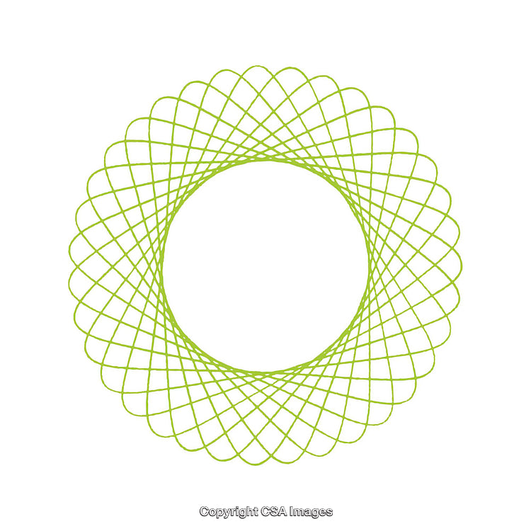 Geometric Green Circular Pattern with Abstract Design on a White Background